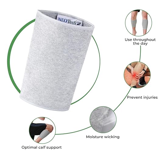 NeoTech Care Calf Compression Sleeve for Calves Support or Shin Splint (Gray Color, Size XL, 1 Unit)