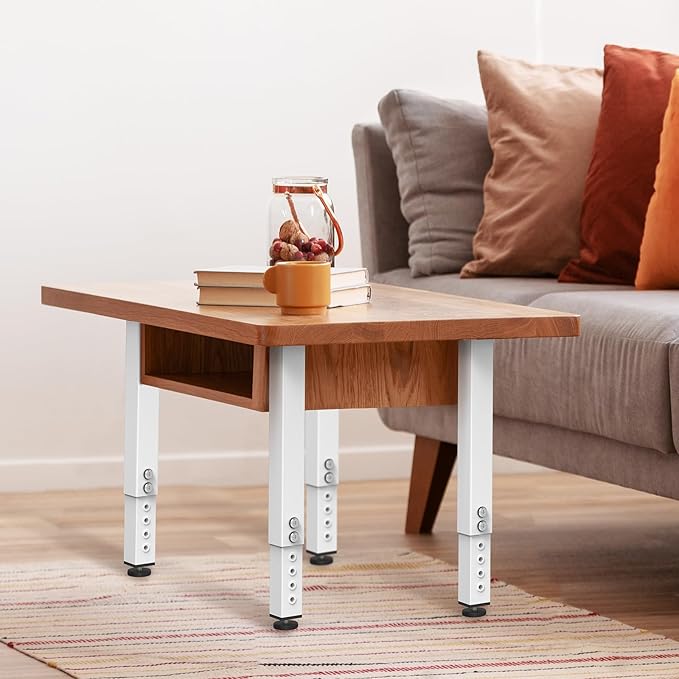 POROHOM 2PCS Adjustable Square Table Leg (14-24inch)，Metal Desk Legs, Home Office DIY Furniture Leg Set for Tables, DIY desks, Counter Tops, Kitchen Tables,Office Desk (White)