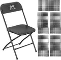 50 Pack Black Plastic Folding Chair, Indoor Outdoor Portable Stackable Commercial Seat with Steel Frame 350lb. Capacity for Events Office Wedding Party Picnic Kitchen Dining