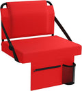 Stadium Seat for Bleachers with Back Support,Portable Bleacher Chairs with Back and Cushion，Red