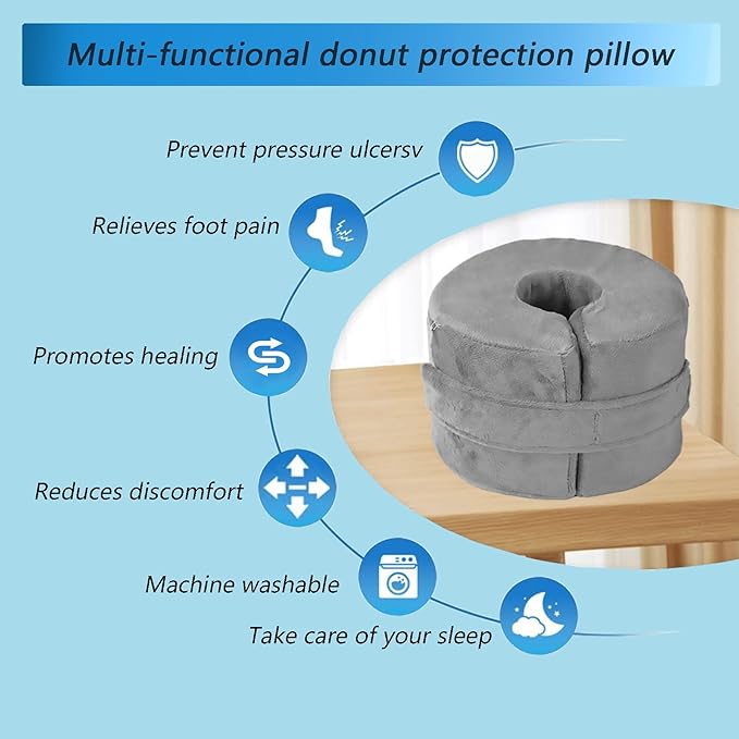 Suicatene Foot, Ankle & Heel High - Density Sponge Rings - Prevent Bed Sores, Ideal for Post Surgery, Elderly & Bedridden Care, Breathable Washable Cover 2 Pack