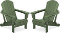 SERWALL Foldable Adirondack Chair Set of 2 for Patio Garden Outdoors Fire Pit Chairs-Avocadogreen