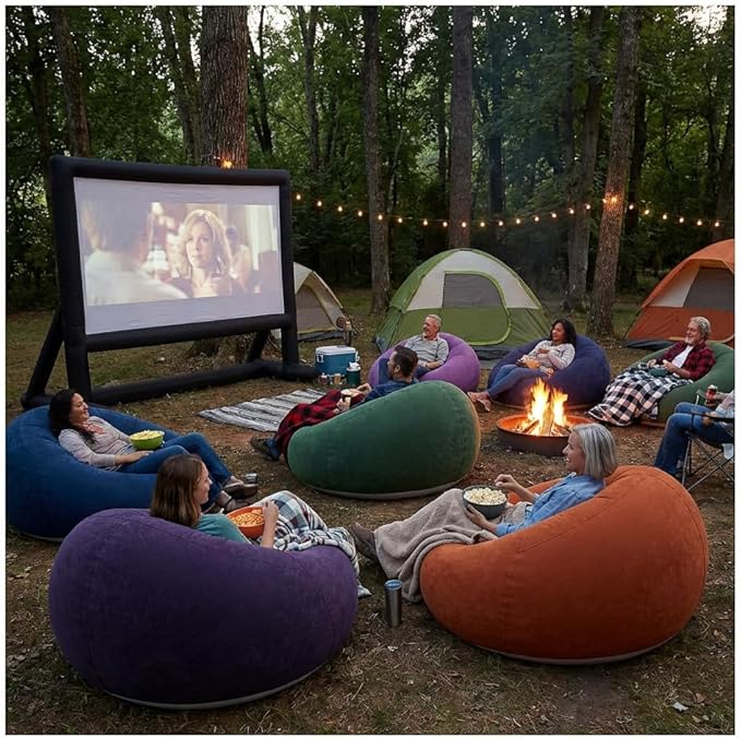 DYRABREST 6 Pcs Bean Bag Chairs for Adults, Inflatable Chairs with Air Pump, Folding Blow Up Couch, Flocking Portable Lazy Sofa for Movie Night, Living Room, Camping, 331 lbs Load-Bearing Capacity