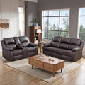 Caberryne 2 Pieces Leather Recliner Sofa Set，Recliner Sofa and Loveseat Sets for Living Room Furniture，Brown Reclining Couch with 4 Recliners for Living Room/Office/Theater Seating(Sofa Set 2 Pieces)