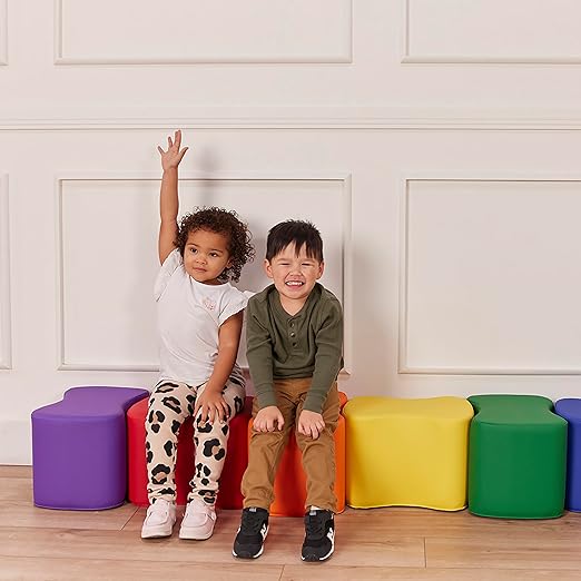ECR4Kids SoftZone Toddler Modular Stool Set, Flexible Seating, Assorted, 6-Piece