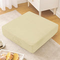 Wellsin Solid Square Floor Pillows for Adults Kids - Large Meditation Floor Pillow Seating Cushion with Thick Foam & Washable Velvet Cover, 1 Pack, 22x22x5 Inch, Beige