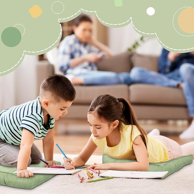 Fumete 8 Pcs Square Floor Pillows for Kids and Adult 16''x16'' Flexible Seating Floor Cushion for Classroom Multicolor Meditation Cushions for Home Daycare Preschool Yoga Meditation (Green)