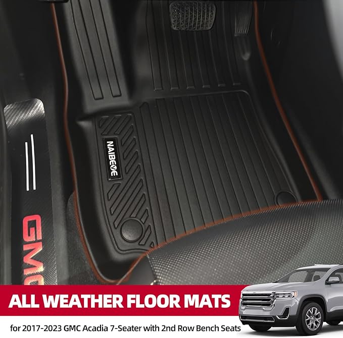 Naibeve Floor Mats for 2017-2023 GMC Acadia 7 Seats Bench Seats - All Weather Floor Mats Cargo Mat 2nd & 3rd Row Backrest Mats