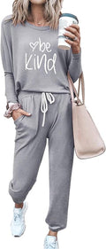 PRETTYGARDEN Women Fall 2 Piece Lounge Outfit Long Sleeve Tops High Waisted Jogger Pants Set Spring Travel Clothes Tracksuit