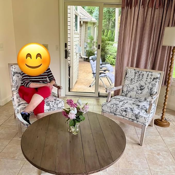 DM Furniture Floral Accent Chair Mid-Century Modern Living Room Chairs Upholstered Fabric Reading Chair Lounge Armchair with Solid Wood Frame & Removable Cushion for Bedroom, Balcony, Floral Pattern