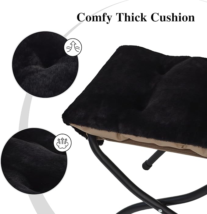 Mordchil HF 15"(H) Folding Ottoman, Foldable Footrest Stool, Portable Small Foot Stool for Couch, Collapsible Foot Rest Ottoman for Sofa, Accent Padded Ottomans for Living Room, Bedroom, Black