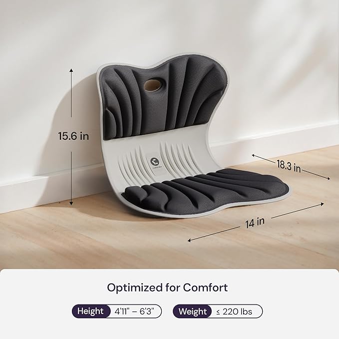 CabSupport Ergonomic Lumbar Support Seat Cushion M1 Plus - Posture Correction Spineseat for Office Chair, Car, Home with Breathable Memory Foam