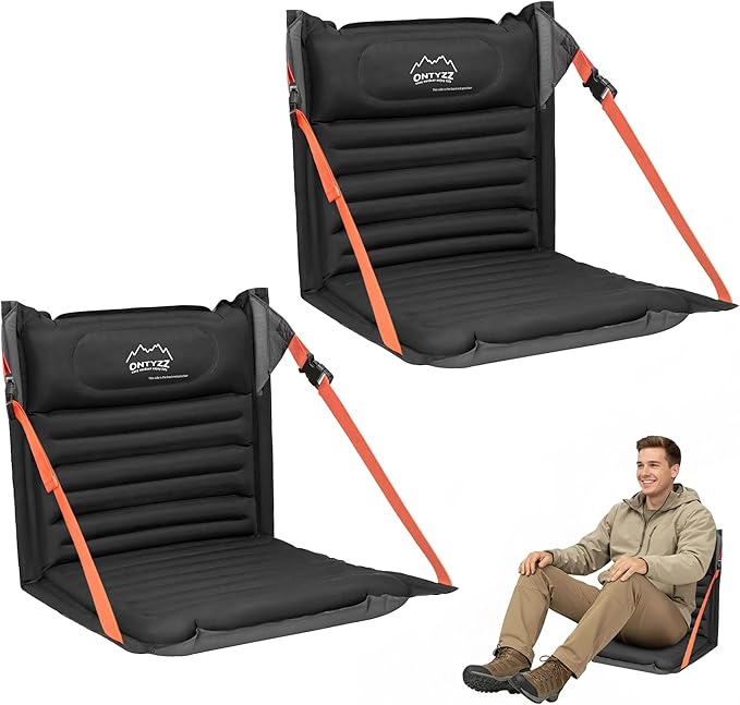 ONTYZZ Stadium Seats with Back Support Inflatable Portable Folding Comfort Seat Waterproof Cushion with Backrest for Sports Events Stadium and Camping