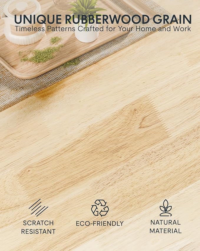 FLEXISPOT Solid Rubberwood Electric Standing Desk with Elegant Oval Legs, 63"x24" Height Adjustable Desk for Home Office & Living Spaces (White Frame)