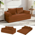 COMAX Convertible Sofa Bed, Folding Floor Couch Corduroy Fold Out Couch Bed Futon Sleeper Mattress with Pillows, Boneless Sofa Comfy Lounge Loveseat for Living Room Bedroom, Orange