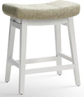 RNKSFX Counter Height Bar Stool Kitchen Counter Modern Backless Barstool with Upholstered Faux Leather Seat and Solid Wood Leg Farmhouse 24 inch Bar Chair, Light Grey + White, 1pc