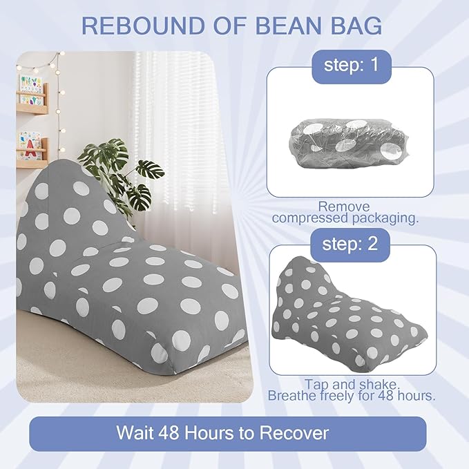 COMAX Bean Bag Chairs for Kids 8-12, Large Kid Beanbag Chair Stuffed with Filler, Big Toddler Lounge Chair, Children Lazy Floor Lounger for Girls Boys, Premium Cotton Canvas