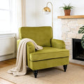 chairus Mid Century Modern Velvet Accent Chair, Vintage Club Armchair with Firm Supportive Seat & Soft Backrest, Comfy Single Sofa Reading Chair for Living Room Bedroom Apartment, Olive Green