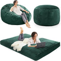 Bean Bag Chairs for Adults - Giant Bean Bag Chair Convertible Bean Bag Bed - Beanbag Chair with Micro Fiber Cover/Furniture Foam Filler - Floor Couch Sofa in Bedroom Dorm Room - Queen Green