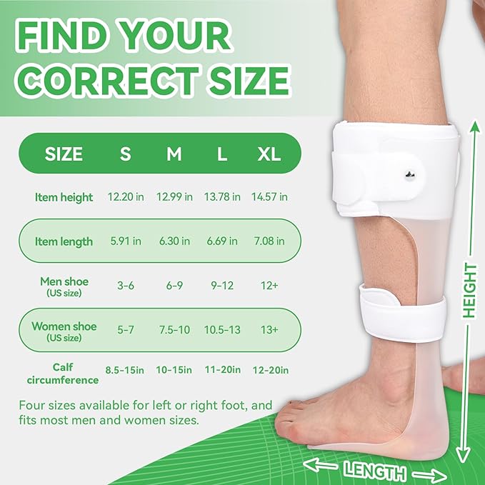 Orthomen AFO Drop Foot Brace - Patented Dual-Strap Half Sole Design Medical Ankle Support for Stroke, MS, Foot Drop & Nerve Damage. Fits INSIDE Shoes, S-Right