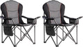 Foristrail Large Camping Chair with Side Table Heavy Duty 500LBS - Folding Outdoor Chair with Cooler Bag (Black & Gray, 2 PCS)