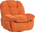 EDWELL Massage Swivel Recliner Chair, Oversized Rocker Recliner with Heated, Vibration Massage and Lumbar Heat Ergonomic Rocker Chair for Adults with Side Pocket, USB Charge Port, Orange