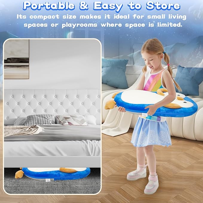 Floor Chair for Kids, Penguin Floor Seating with Back Support 5 Adjustable Position Ideal for Reading Gaming Meditating Yoga, Kids Chair for Daycare Preschool Classroom (Blue)