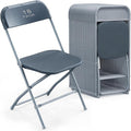 18 Pack Gary Plastic Folding Chair, Indoor Outdoor Portable Stackable Commercial Seat with Steel Frame 350lb. Capacity for Events Office Wedding Party Picnic Kitchen Dining