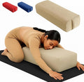 Rectangular Yoga Bolster Pillow for Meditation, Yoga & Back Support – Soft Meditation Cushion with Removable Hand Wash Cotton Cover & Carry Handle (beige)