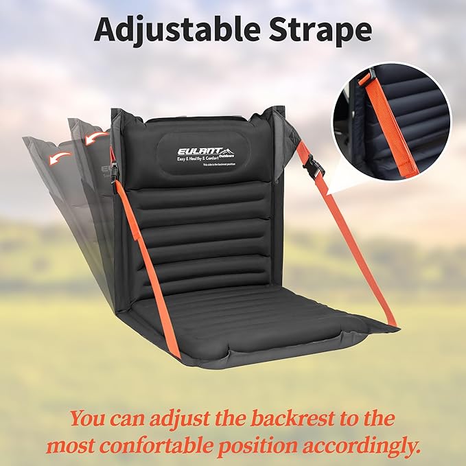 EULANT Lightweight Inflatable Folding Seats for Camping Chair with Back Support and Adjustable Straps,Foldable Bleacher Chairsfor Camping Hiking Sporting Events and Park