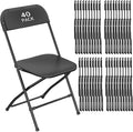 40 Pack Black Plastic Folding Chair, Indoor Outdoor Portable Stackable Commercial Seat with Steel Frame 350lb. Capacity for Events Office Wedding Party Picnic Kitchen Dining