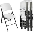 Elevon Folding Chairs Heavy Duty Plastic Chairs with 350-Pound Capacity for Home Office Camping Kitchen Dining Wedding Party Event Picnic, White, 6-Pack