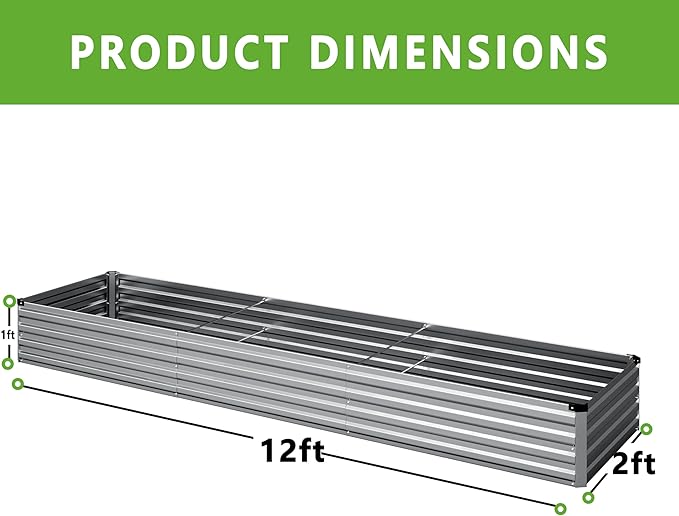 DIIYIV 2PCS Galvanized Raised Garden Bed Kit,Vegetable Boxes-Rectangle Metal Flower Box,Large Planter Raised Beds Outdoor Garden for Planting,Fruit,Herb-Silver
