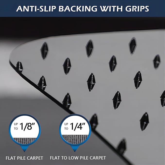 SALLOUS Office Chair Mat for Carpet, 48" x 36" Heavy Duty Chair Mat for Carpeted Floors, Gaming Floor Mat with Grips, Rolling Desk Chair Floor Mat for Home Office (Black, Extended Lip)