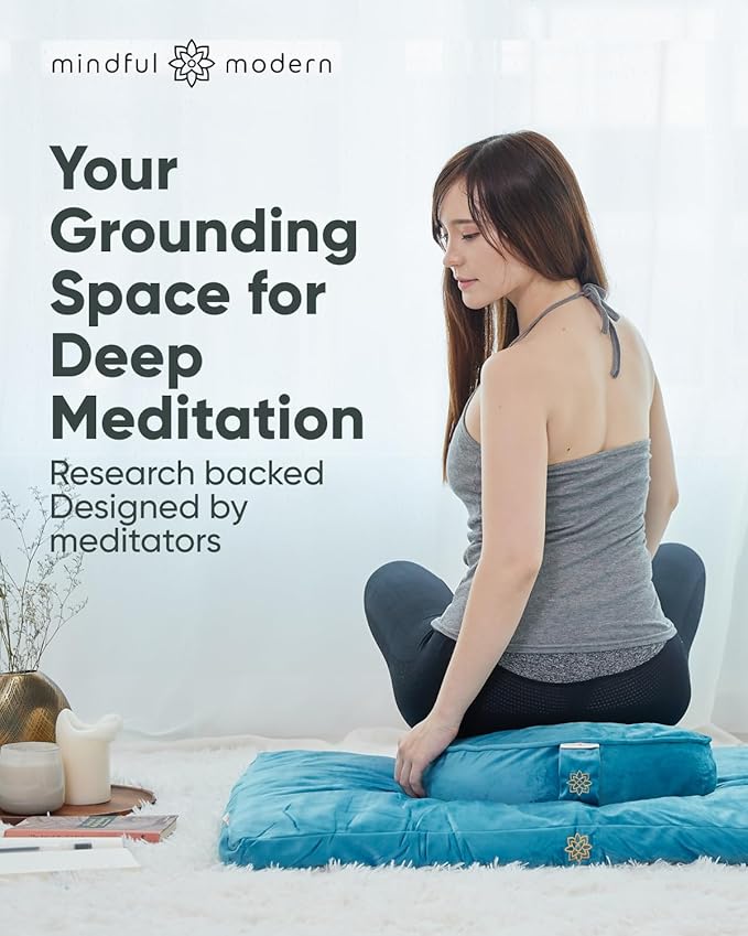Mindful & Modern Zabuton Meditation Mat - Cotton Filled Yoga and Meditation Pad - Zabuton Meditation Cushion for Kneeling and Sitting Support - Large Rectangular Sitting Floor Pillow for Bench or Zafu