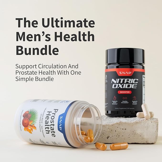 Snap Supplements Prostate Health & Nitric Oxide Supplement Bundle for Men, 90 Vegetarian Capsules Each