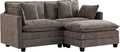 UMBFUN Cloud Couch Loveseat with Ottoman, Oversized Comfy Modular Sectional L Shaped Sofa with Deep Seat Cushions, Chenille 2-Seater Lounge Set for Living Room, Brown