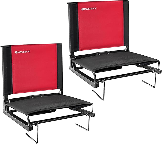 KINGROCK Stadium Chair for Bleachers with Back Support Portable Folding Bleacher Seat Cushion Padded Backrest 2 Hooks Lightweight for Sports Games Concert