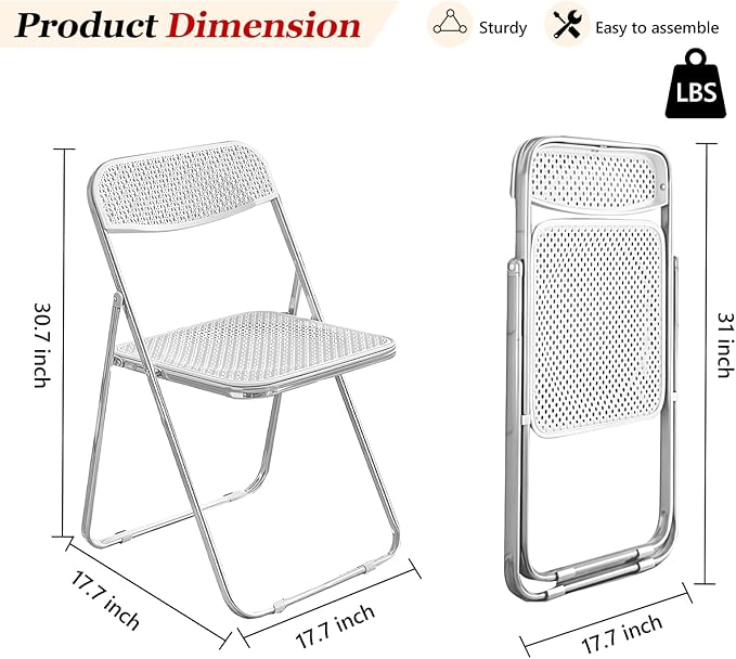 10 Pack Plastic Folding Chair Foldable Portable Plastic Chair,Outdoor Indoor Portable Party Chairs,Stackable Commercial Seats with Steel,300-Pound Capacity,White