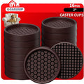 Non Slip Furniture Pads - 2" Anti Skid Caster Cups, 16PCS Round Furniture Coasters for Hardwood Floors, Anti Slide Furniture Cup Bed Couch Floor Protectors,Furniture Stoppers to Prevent Sliding(Brown)