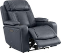 Watson & Whitely Super Zero Gravity Recliner Chair, Oversized Genuine Leather Electric Recliner W Power Adjustable Headrest & Lumbar Support Hidden Storage for Living Room, Navy Blue