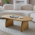KEVINSPACE Oval Coffee Table for Living Room Modern Solid Wood Center Tables Cocktail Fluted 47.24" W Reception Room Easy Assemble, Wood