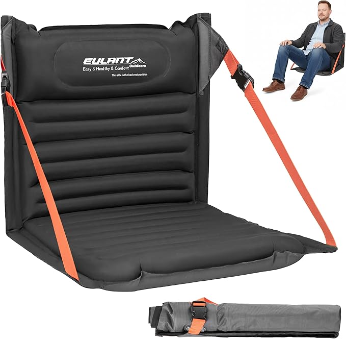 EULANT Lightweight Inflatable Folding Seats for Camping Chair with Back Support and Adjustable Straps,Foldable Bleacher Chairsfor Camping Hiking Sporting Events and Park
