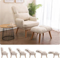KGOPK Accent Chair with Ottoman,Comfy Armchair with Adjustable Backrest,Fabric Lounge Chair Single Sofa for Living Room,Bedroom,Office,Beige