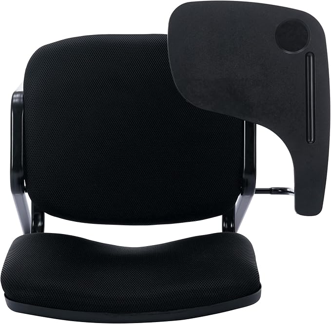 Mesh Reception Chairs with Desk Attached, Black Stackable Waiting Room Chairs, Black Classroom Chair for Student/Office/Conference Room/Meeting/Church, 5-Packs