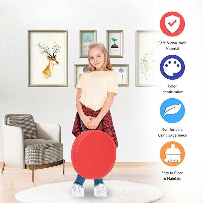 M Mute Touch 6 Pcs Flexible Floor Cushion, Waterproof Cushions Easy to Clean and Carry,16''x16''x2'' Soft Cushion for Learning Sitting Daycare Chair Yoga and Meditation (PU Leather)