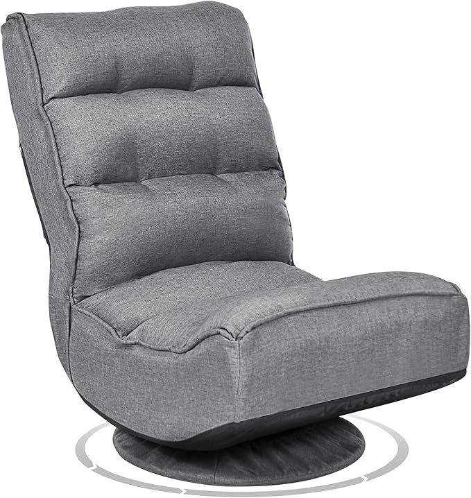 Giantex 360 Degree Swivel Gaming Chair, 6 Position Adjustable Folding Floor Chair, 300lb Spring Support, Comfortable Padded Backrest, Lazy Sofa Chair Game Rocker for Teens Adults