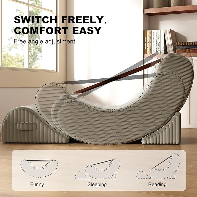 Gaint Bean Bag Chairs for Adults, Beanbag Lounge Filled with Memory Foam, Adjustable Angle, Corduroy Fabric, with Detachable Footrest for Bedroom, Living Room and Nursery(Khaki)