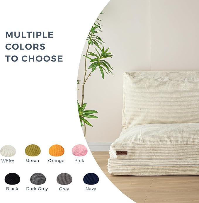 MAXYOYO Folding Sofa Bed, Extra Thick and Long Floor Sofa Convertible Sleeper Chair with Washable Cover, Floor Couch Lounge Bean Bag Bed for Living Room