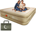 LunaDream King Air Mattress with USB Rechargeable Built-in Pump, Wireless Inflatable Airbed, FlexWeave Tech for 1100 lbs Enhanced Support, Portable for Home & Camping, Leak Proof Design, Carry Bag